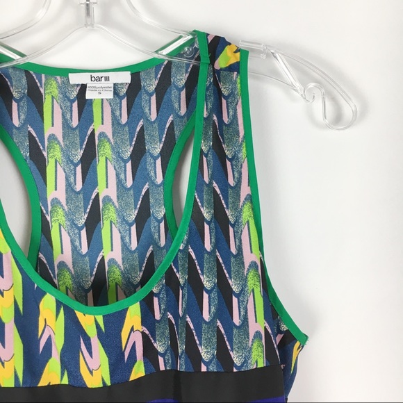 Bar III Abstract Print & Blue Stripe Tank Top S - Picture 4 of 6